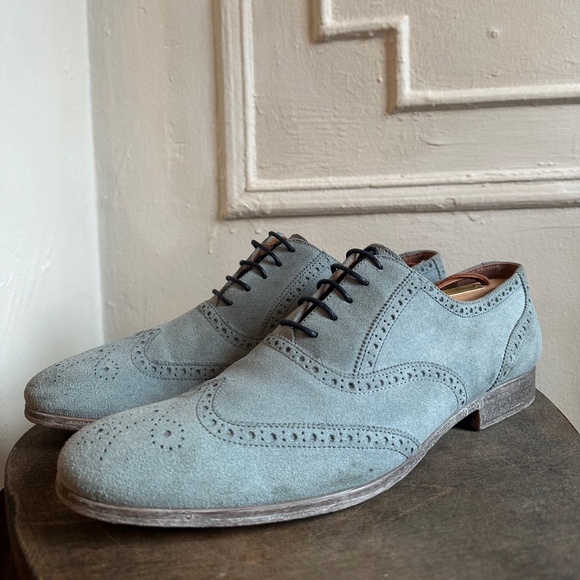 Dune London Men\'s Baby blue suede Oxford wingtip shoe size 12 (11.5 works well) main image 7